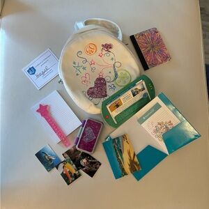 American girl white doodle backpack